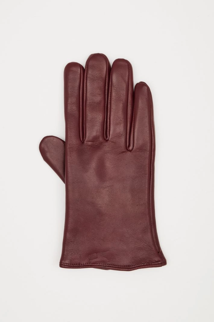 Smooth leather gloves - BORDEAUX