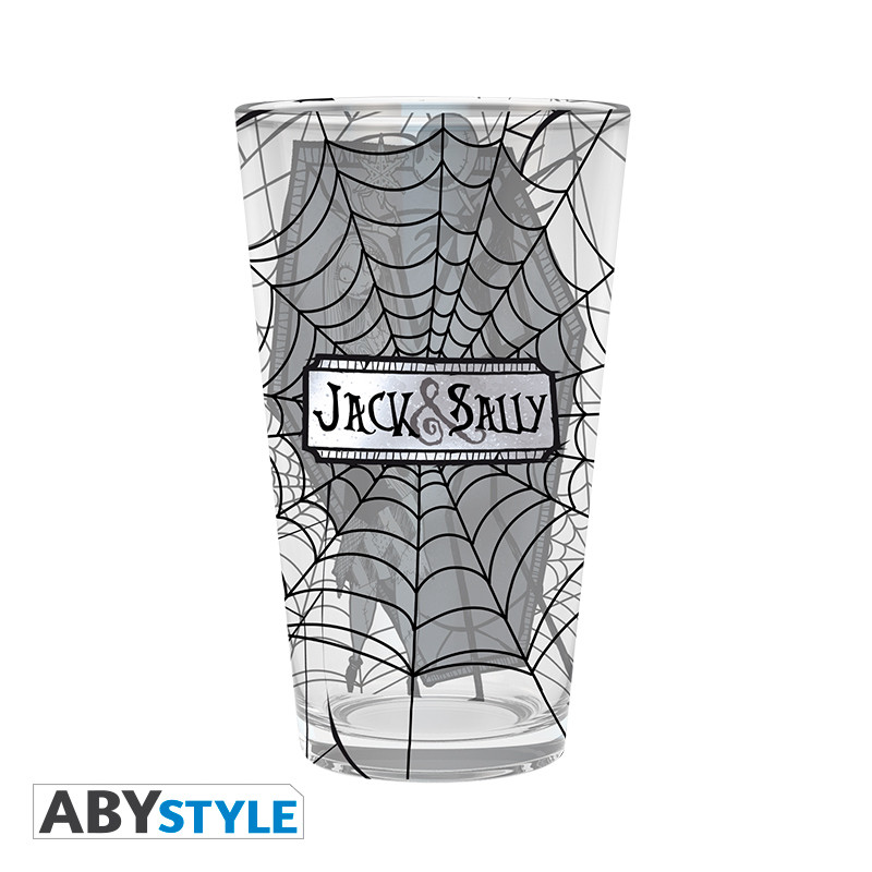 THE NIGHTMARE BEFORE CHRISTMAS Large Glass Jack & Sally