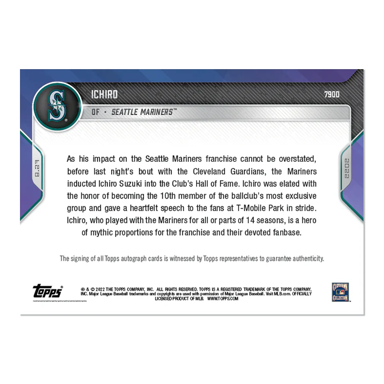 On-Card Auto # to 5 - Ichiro - 2022 MLB TOPPS NOW® Card 790D