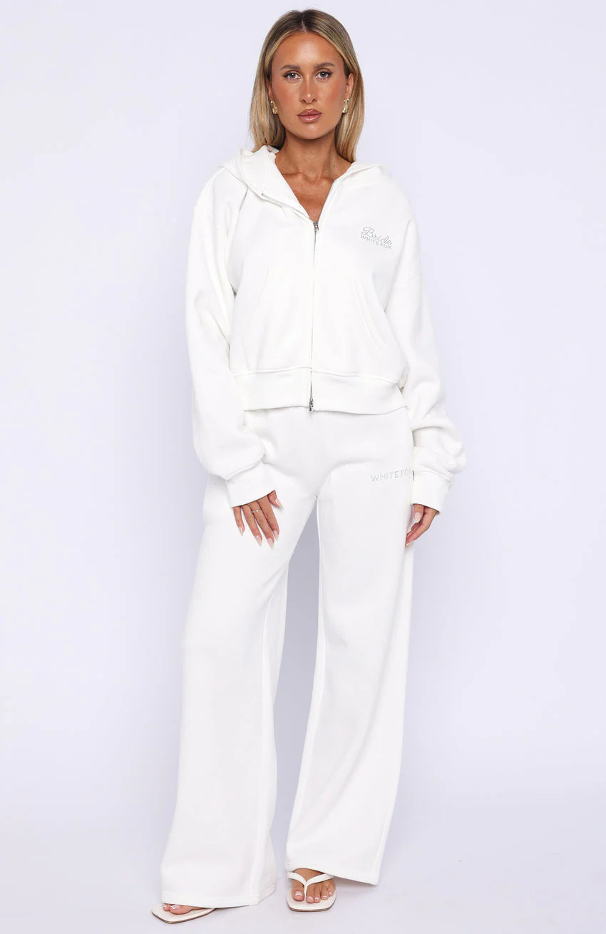 The Bride Boxy Zip Front Hoodie White