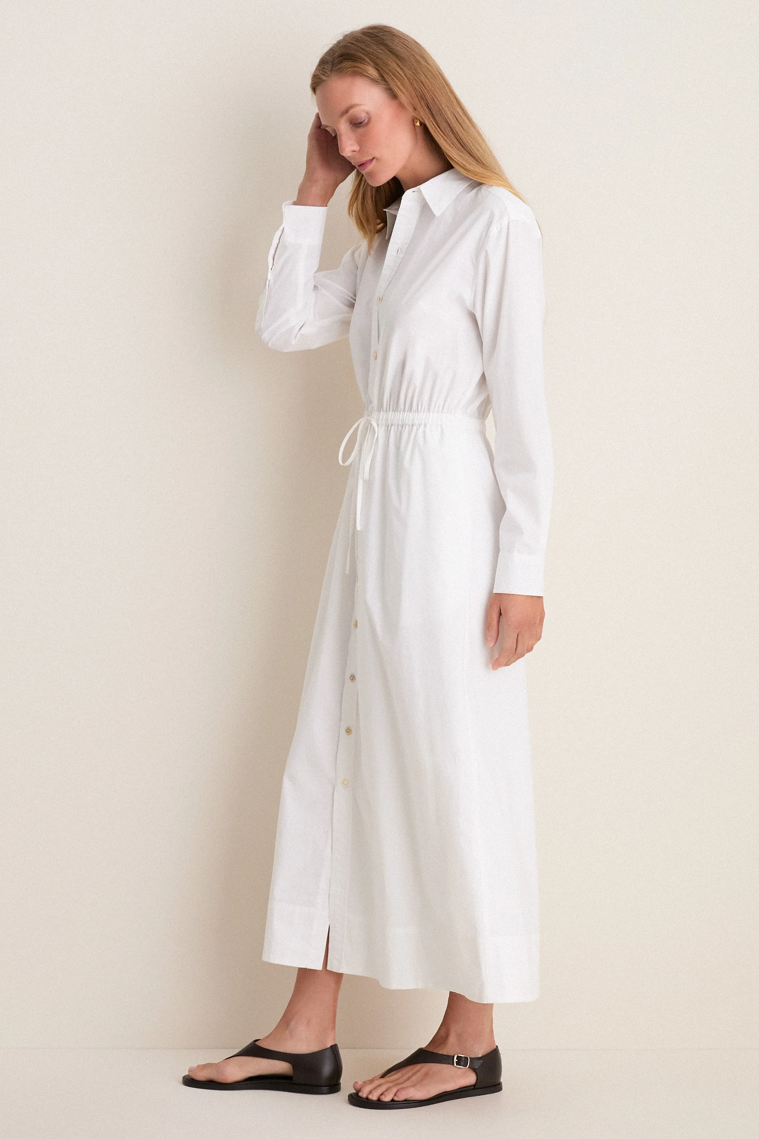 White Cotton Poplin Julien Shirt Dress