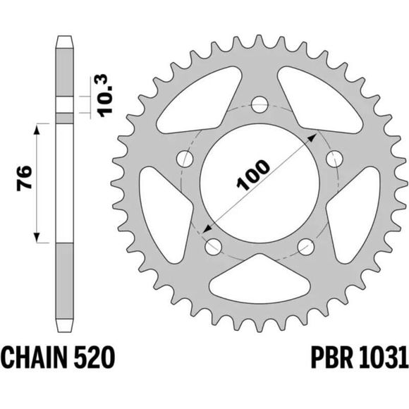 Crown PBR steel C45 standard 1031 - 520 46 teethQJ MOTOR 700 SRK 700 - 2022 - 2025Ref: Pbr01643A / 1151543001