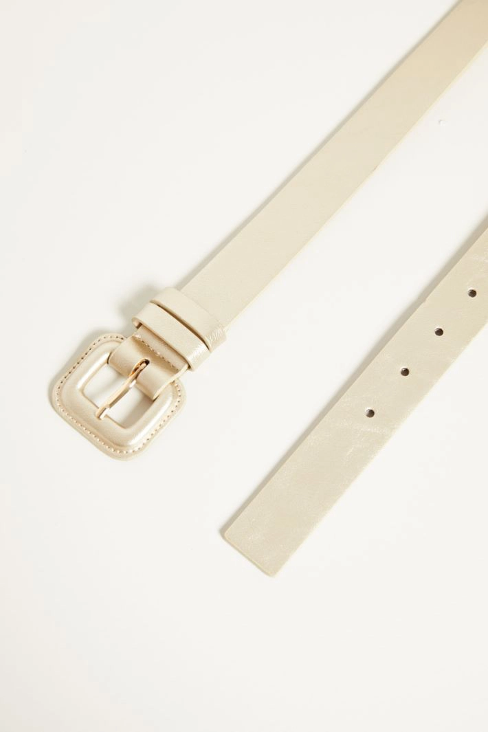 Belt with covered buckle - LAMINATED GOLD