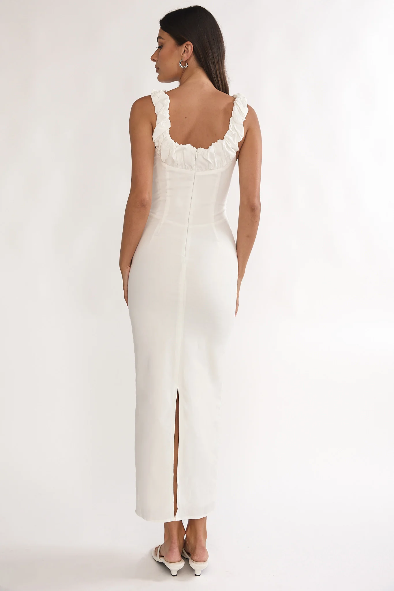 Zabrina Shirred Bust Maxi Dress Off White