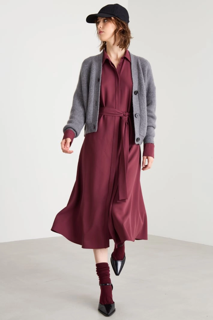 Belted shirt dress - BORDEAUX