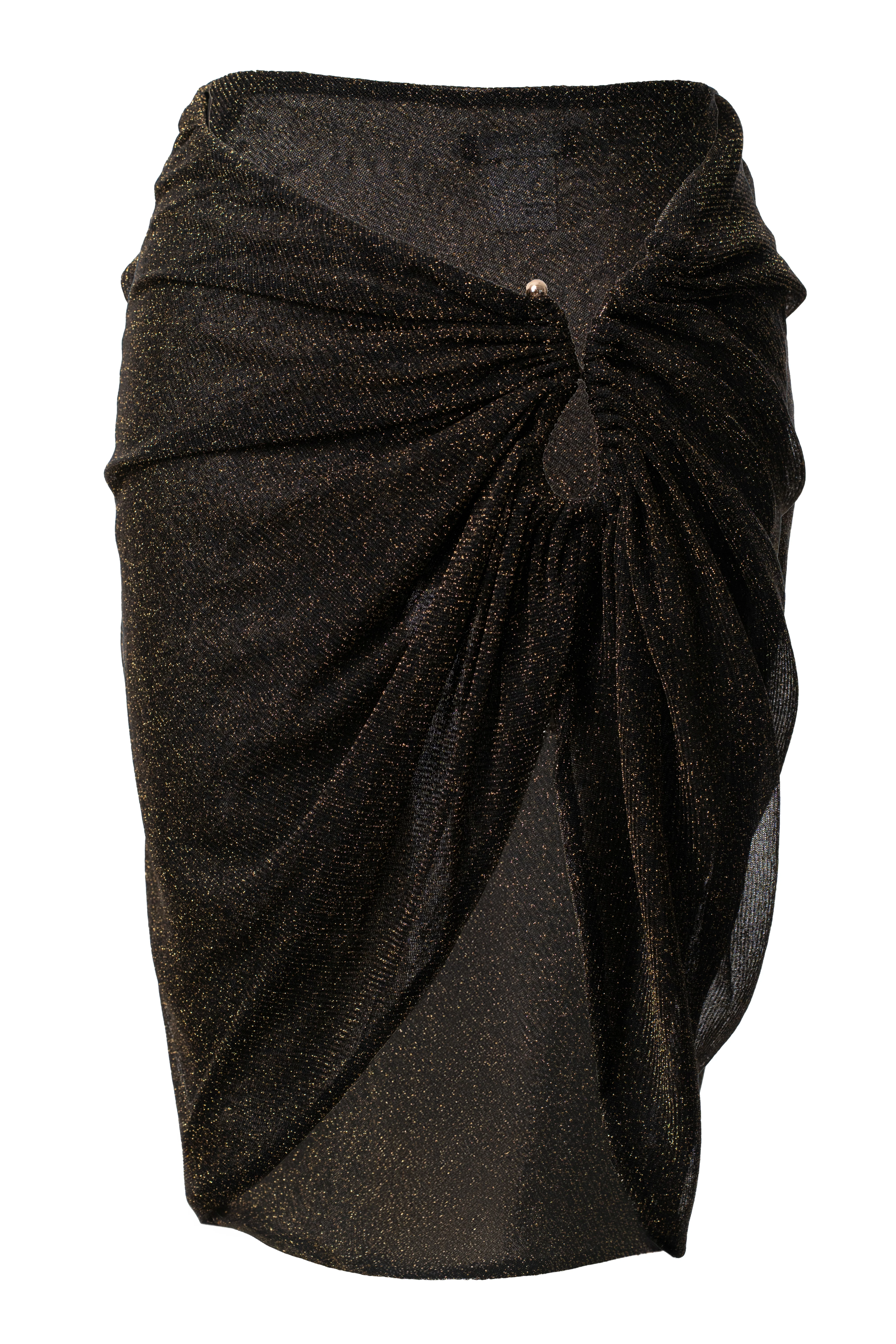 Black Dreamscape Lurex Knit Mini Skirt