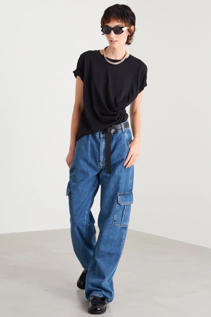 Draped T-shirt - BLACK