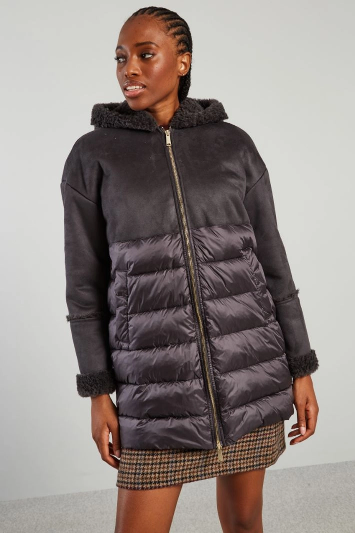 Bimaterial coat - DARK GREY