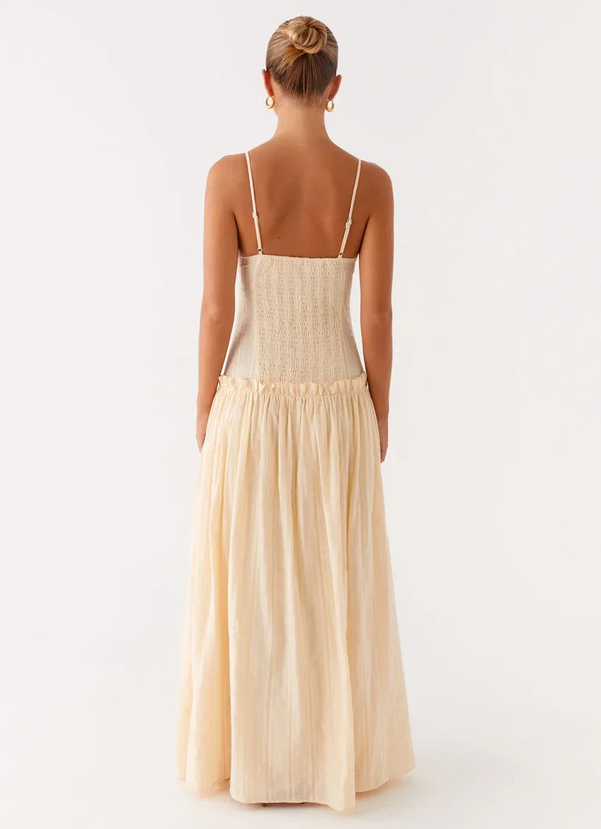 Jacinda Drop Waist Maxi Dress - Cream