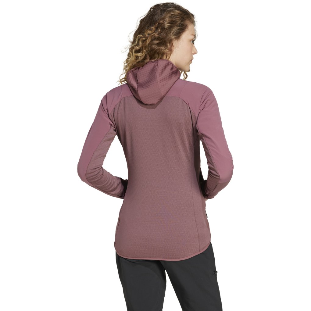 adidas TERREX Techrock Hooded Wind Fleece Jacket Women - quiet crimson JG6353