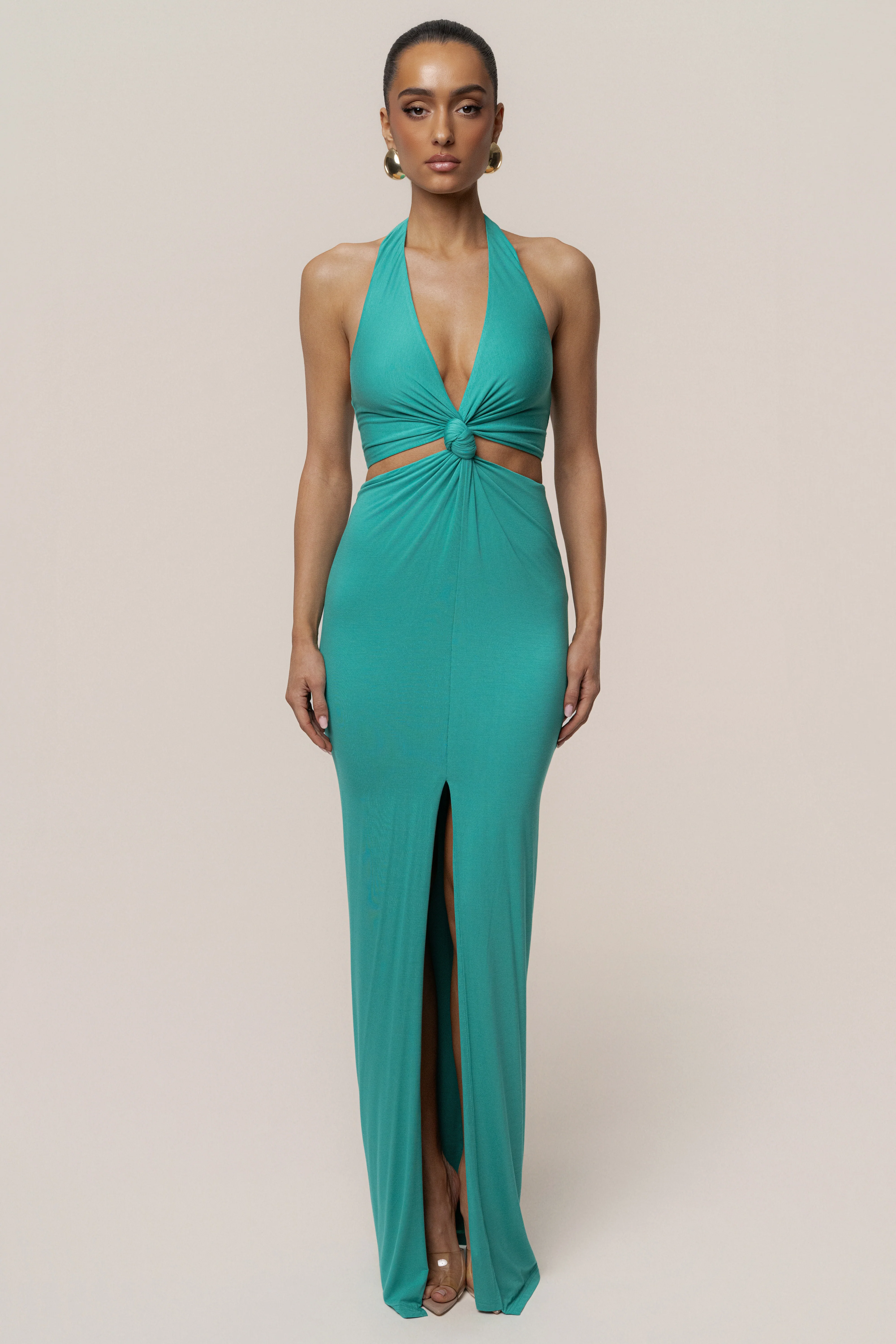 Teal Grand Evening Maxi Dress