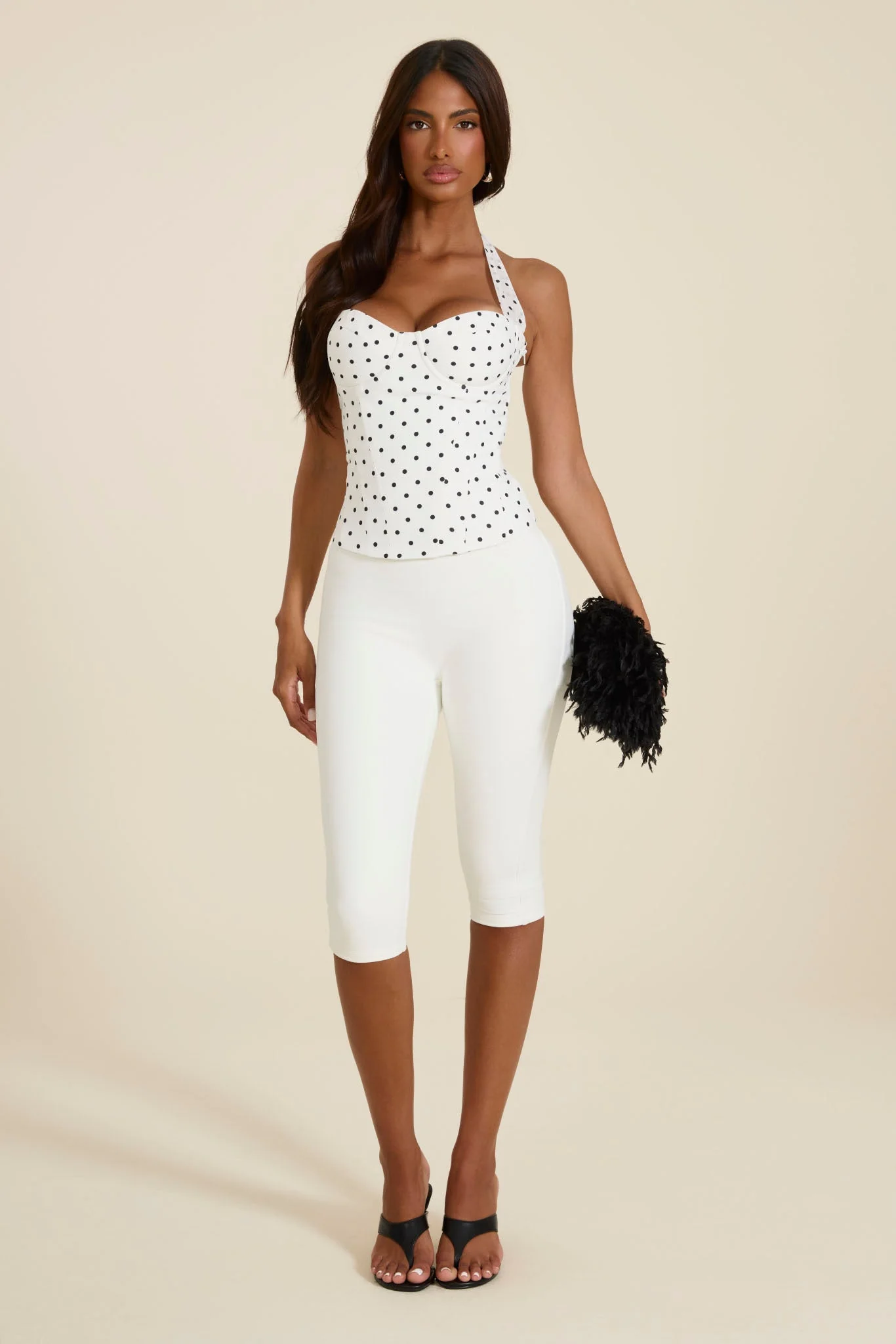 The Zadie Lace Up Corset Top in Polka Dot