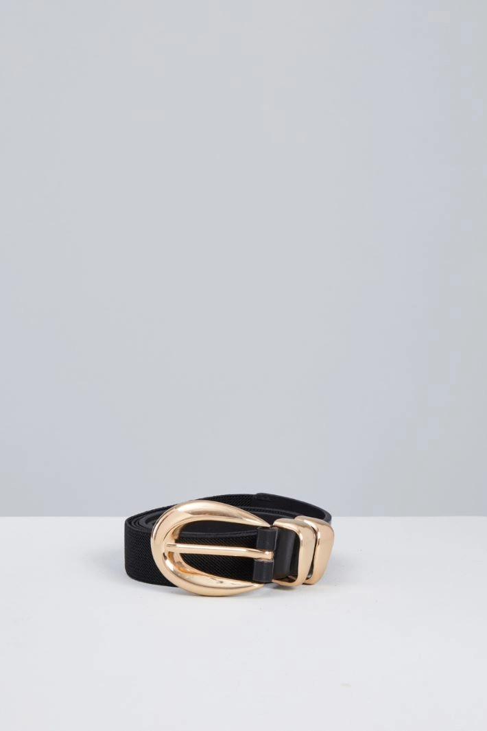 Belt with oval buckle - BLACK