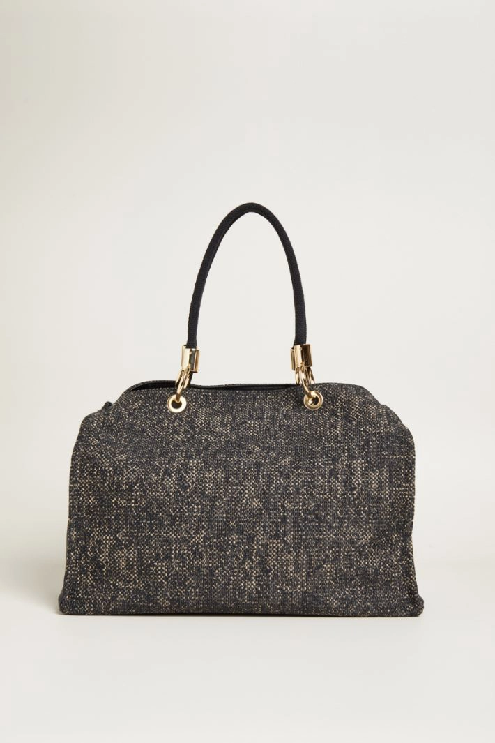 Bouclé effect Boston bag - BLACK