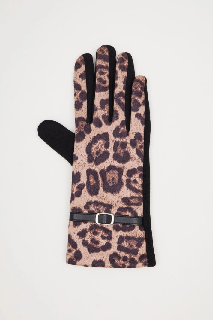 Animal print gloves - BLACK