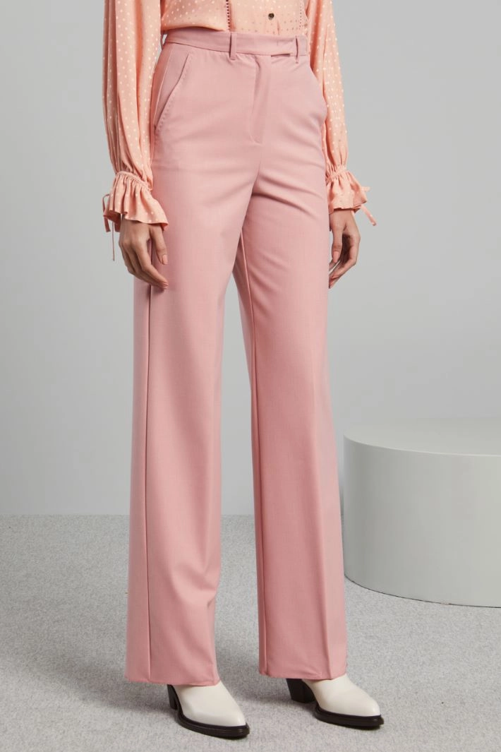Canvas palazzo trousers - PASTEL PINK