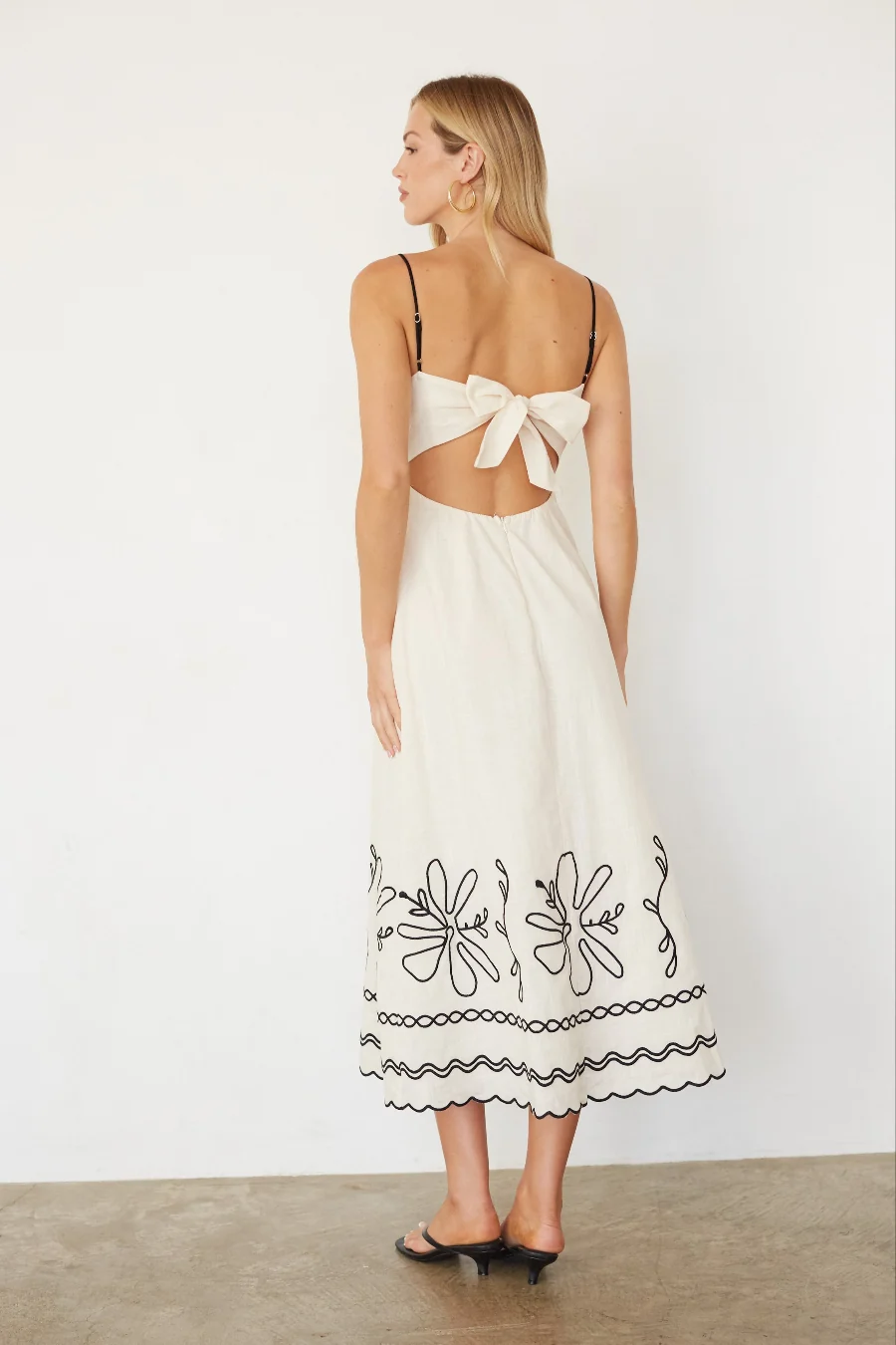 Kinsley Embroidered Linen Midi Dress