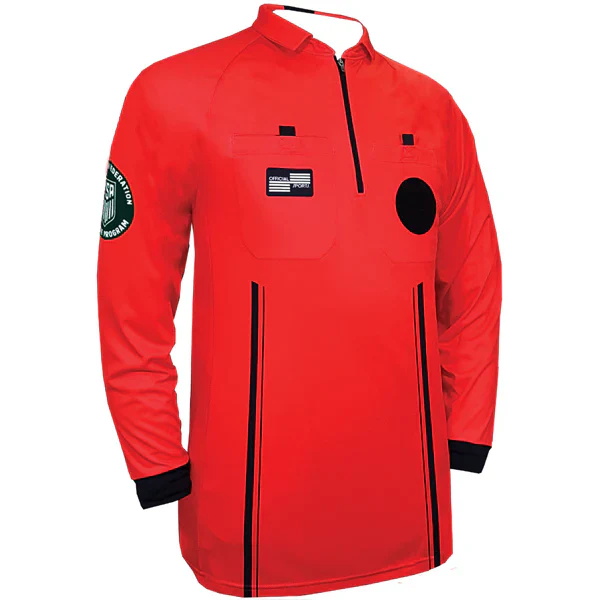 Official Sports Men's Long Sleeve Referee Jersey 9075 USSF Pro (Red)