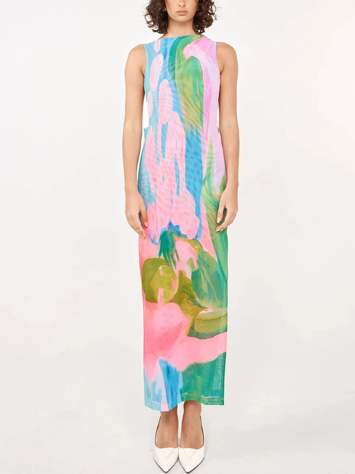 Abstract Floral Maxi Dress