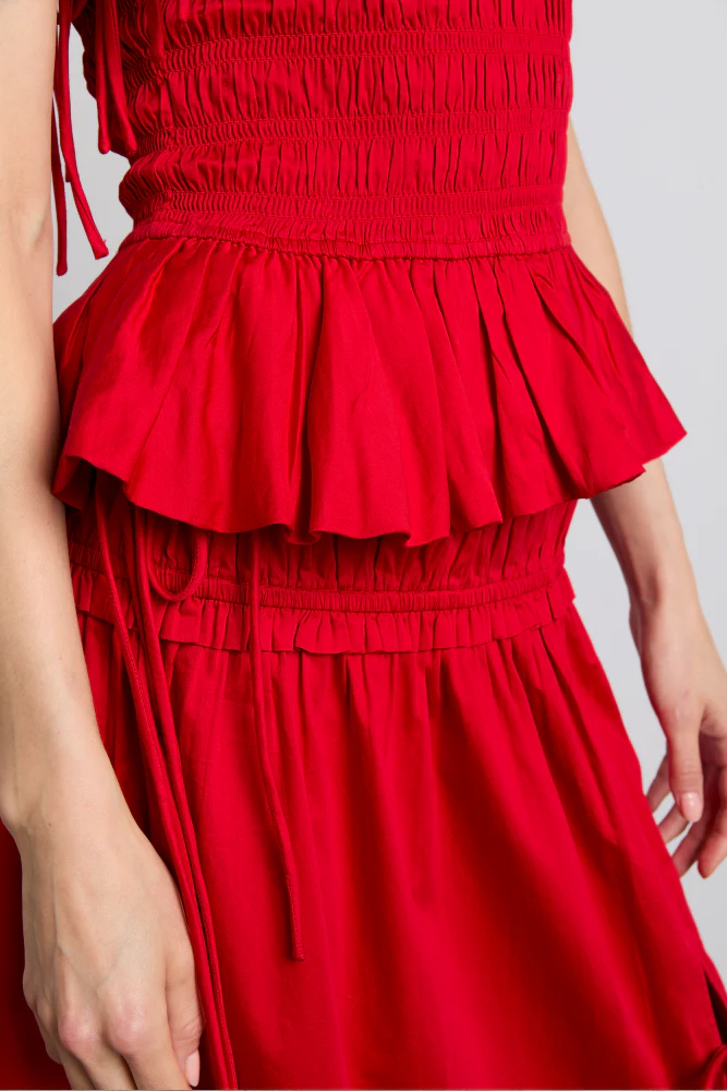 charlotte midi tie detail skirt - cherry