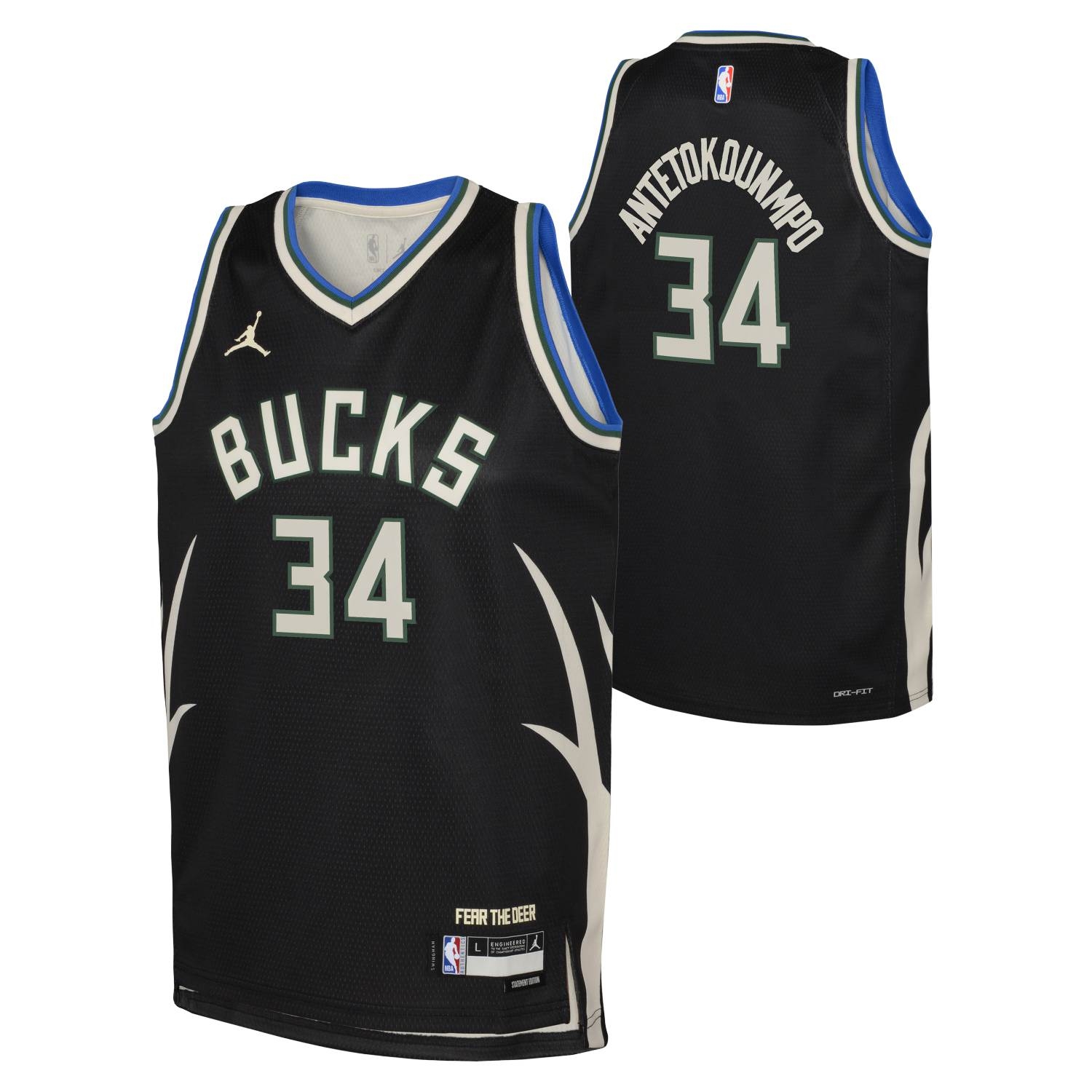 Giannis Antetokounmpo #34 Milwaukee Bucks Jordan Swingman NBA Jersey Black (YOUTH)