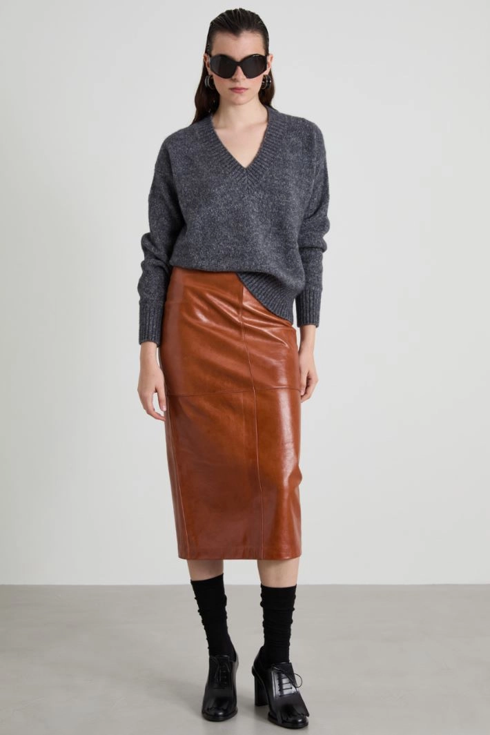 Alpaca and cotton V-neck sweater - DARK GREY