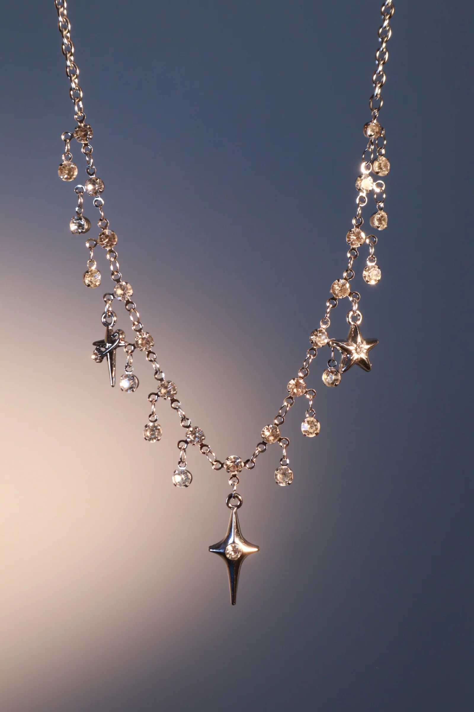 Multi Diamond Star Necklace