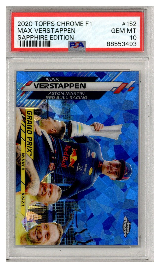 2020 TOPPS CHROME MAX VERSTAPPEN F1 SAPPHIRE EDITION #152 PSA 10