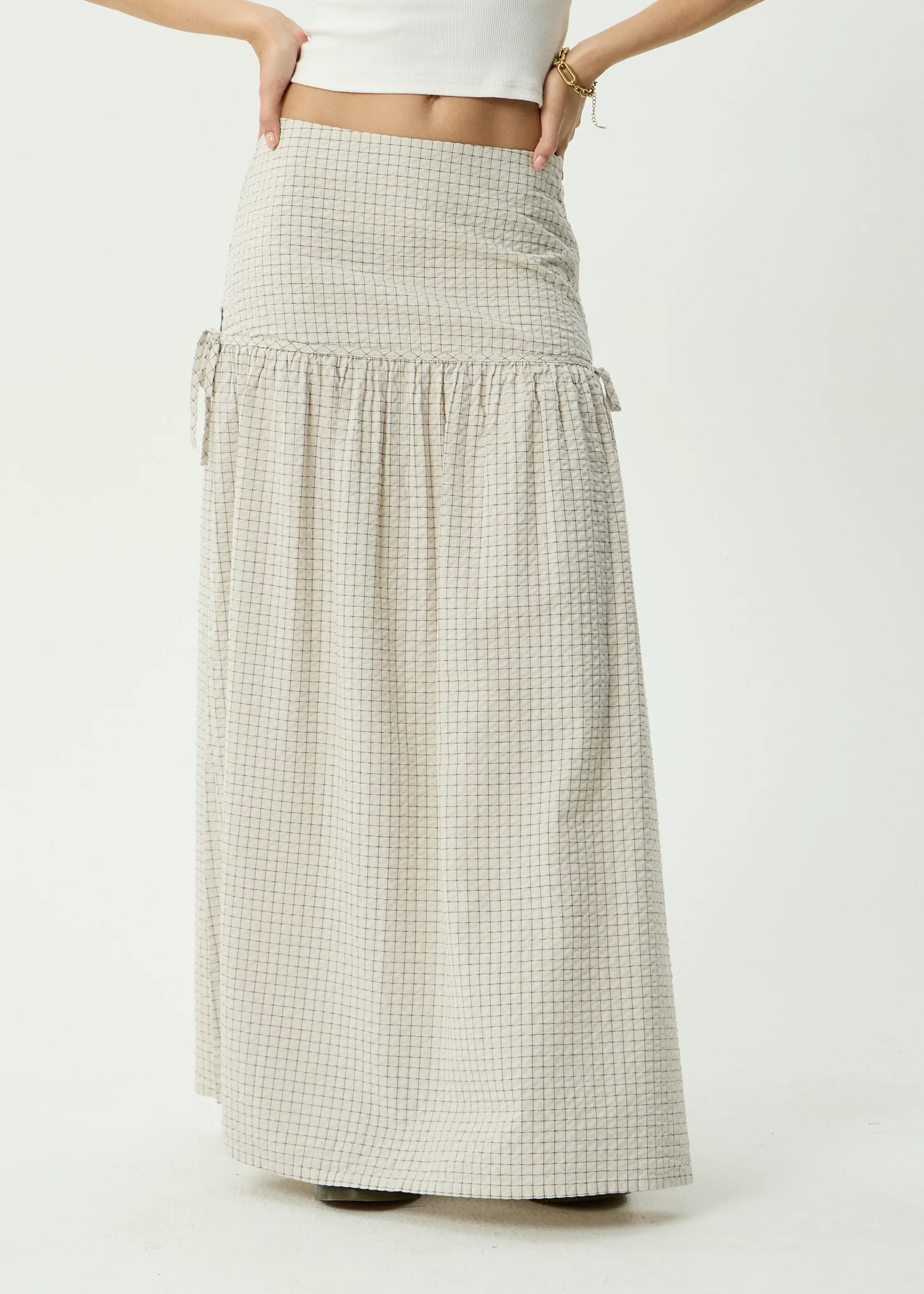 AFENDS Womens Nadia - Maxi Skirt - Reverb Moonbeam Check