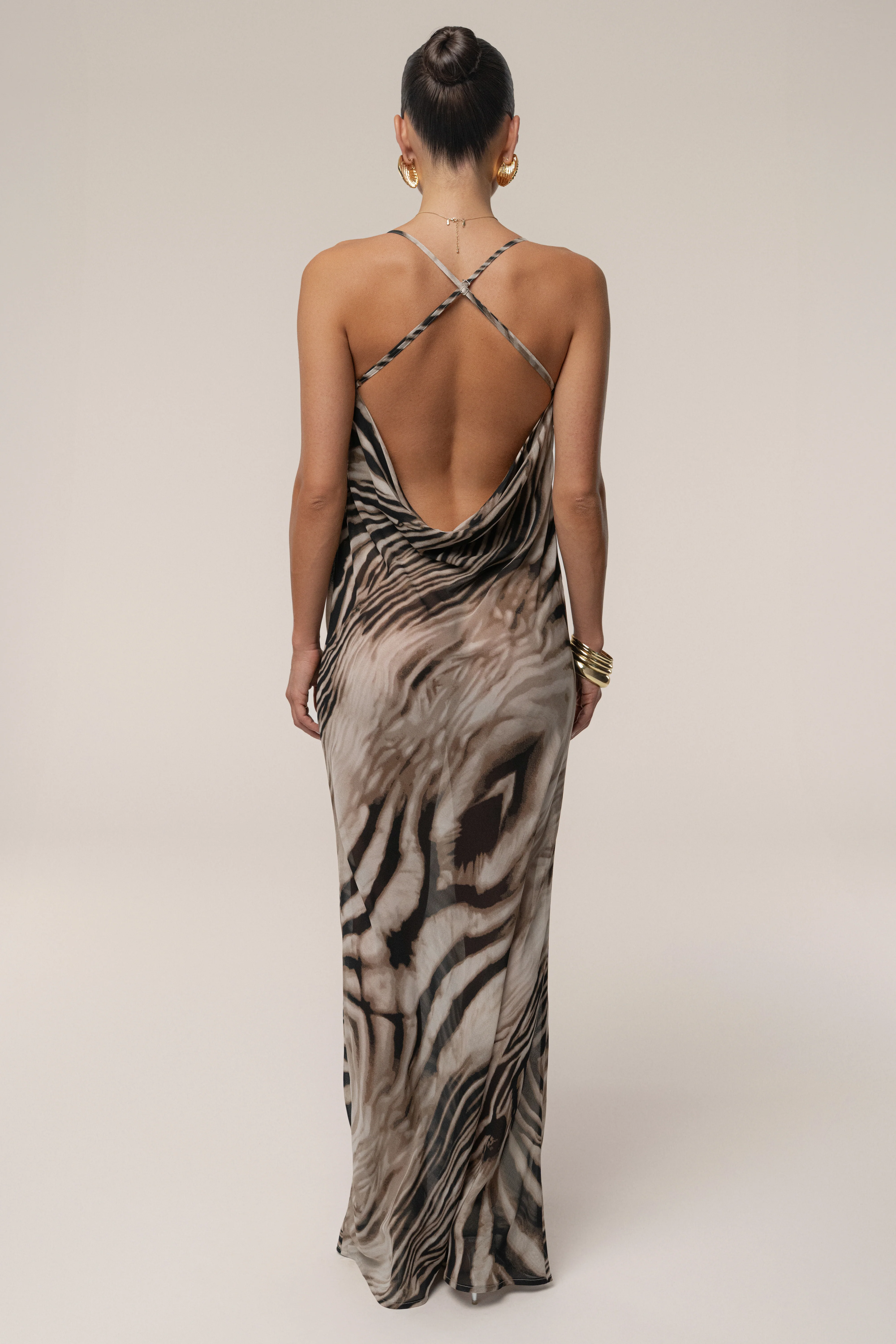 Brown Zebra Print Infinite Journey Maxi Dress