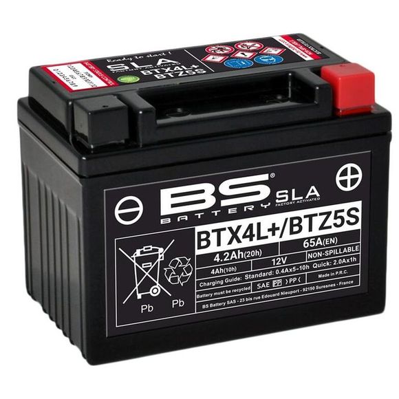 BS Battery SLA BTX4L/BTZ5S Closed Type Acid Battery Maintenance Free/Ready to UseRef: 321047 / 1080662