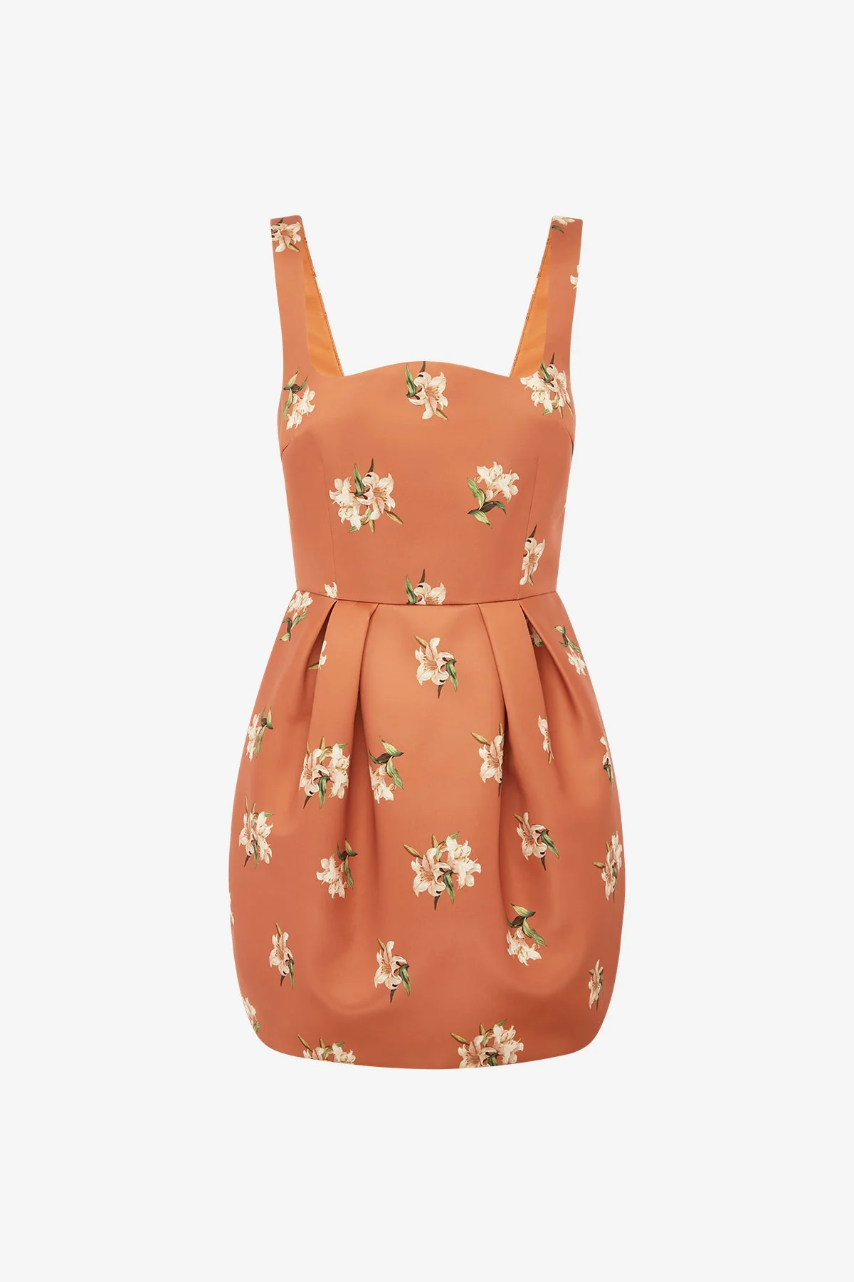 Piper Bell Shape Mini Dress - Lily Print in Ochre