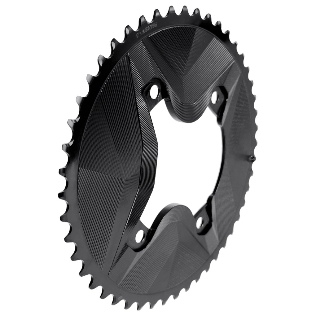 Alugear AERO Chainring Set - Gravel | 4x BCD 110/80 (Shimano GRX) | 2x 11/12s - round | 46/32T | black