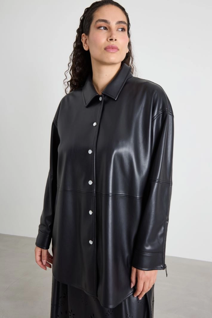 Coated jersey jacket - BLACK