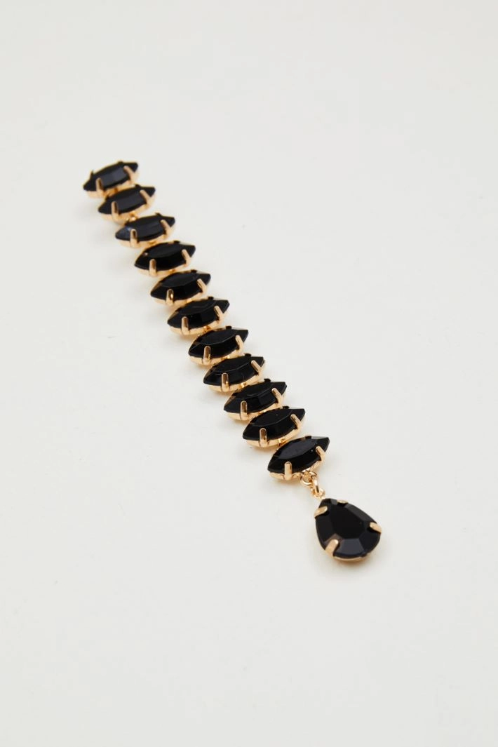 Rhinestone pendant earrings - BLACK GOLD