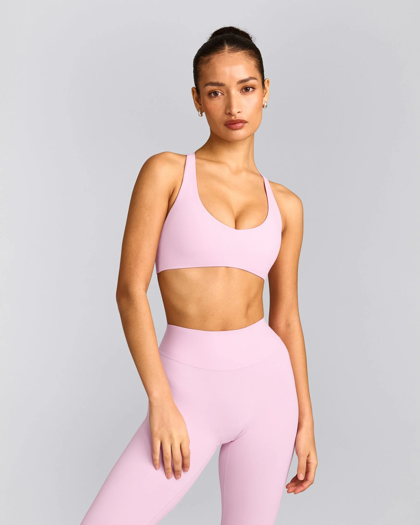 SoftMotion™ Bralette with Grey Logo | Chalk Pink