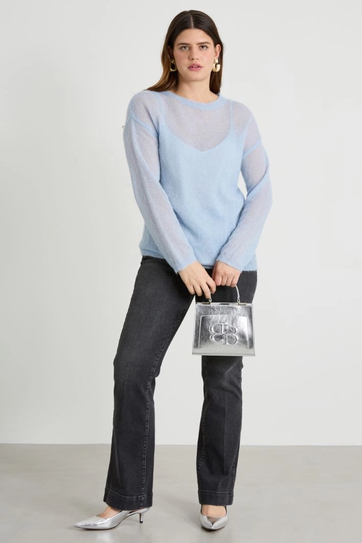 Alpaca and mohair sweater - PASTEL LIGHT BLUE