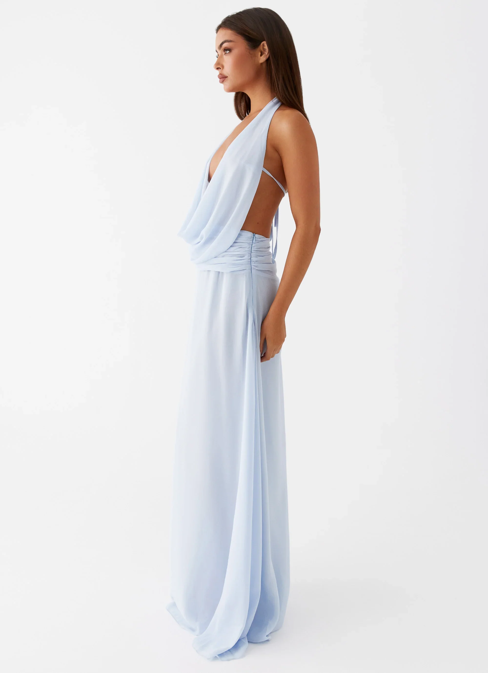 Elysia Chiffon Maxi Dress - Baby Blue
