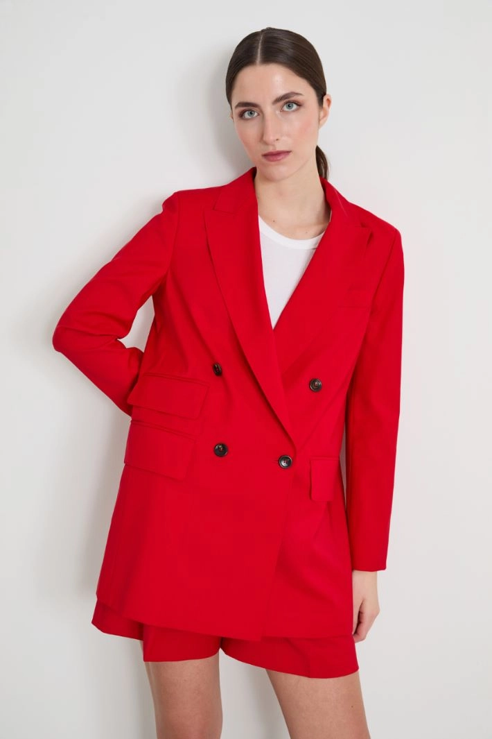 Wool Canvas Blazer - RED