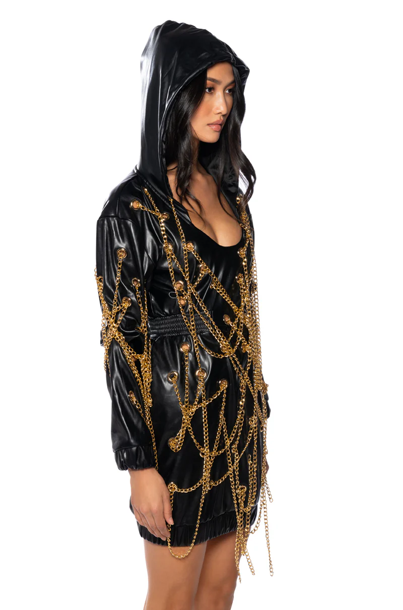 Lets Link Up Chain Pu Mini Dress