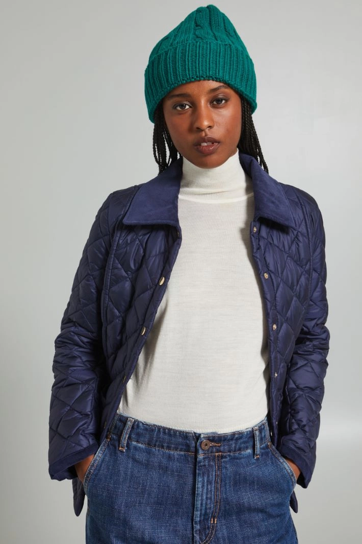 Cable-knit beanie hat - EMERALD GREEN