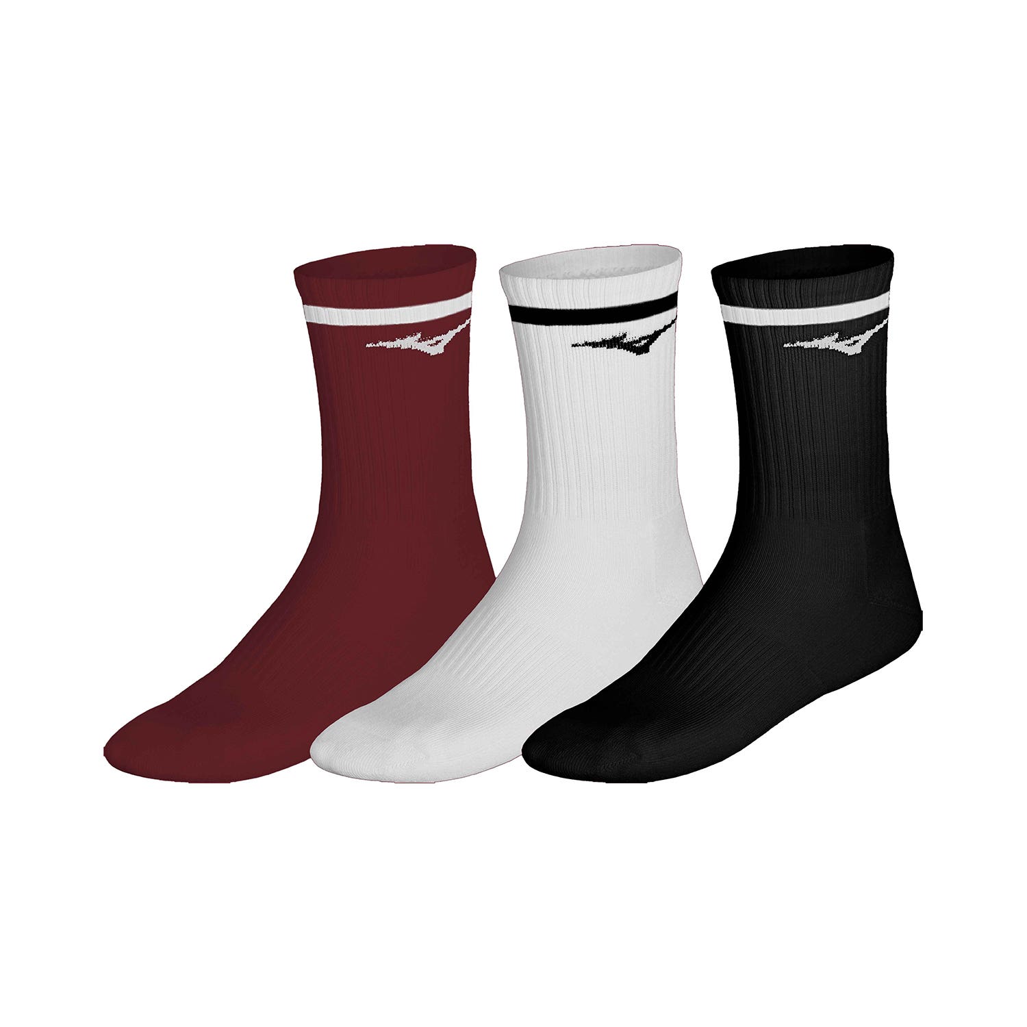 PACK OF 3 SOCKS MIZUNO TRAINING WITH LINE BURGUNDY/BLACK/WHITE