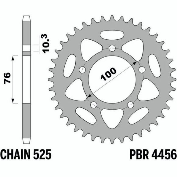 PBR C45 Steel Sprocket Standard 4456 - 525 44 teethRef: PBR01625A / 1149059004