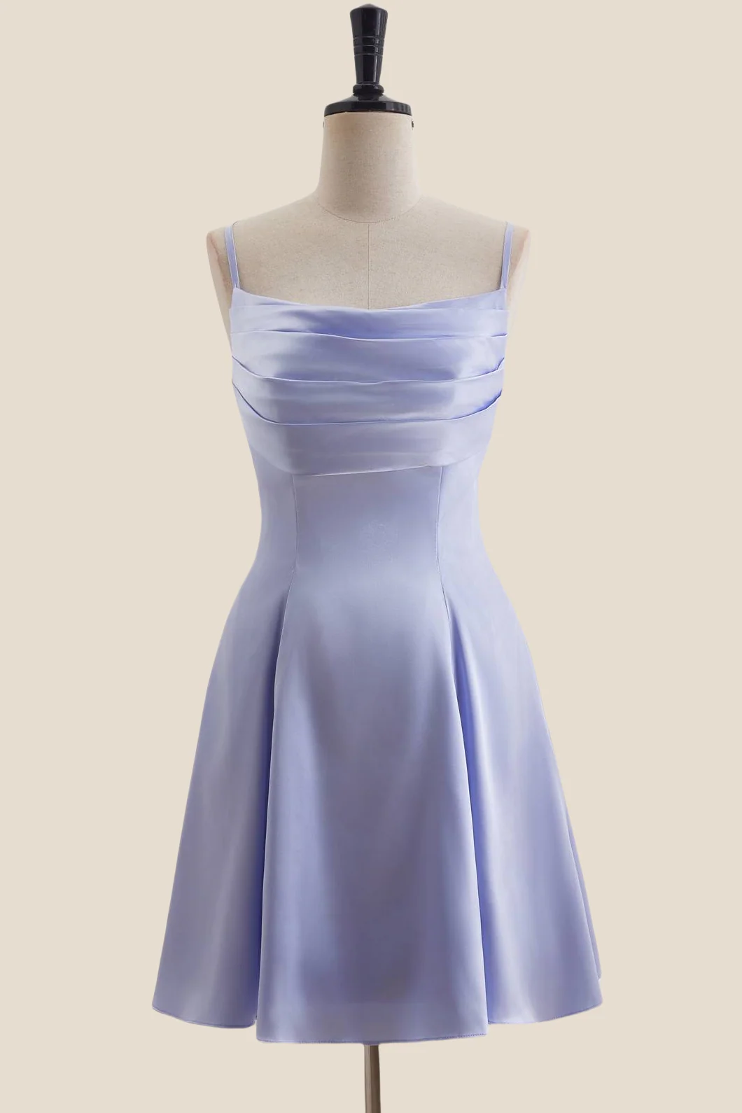 Light Blue Satin Short Dress with Back Bow