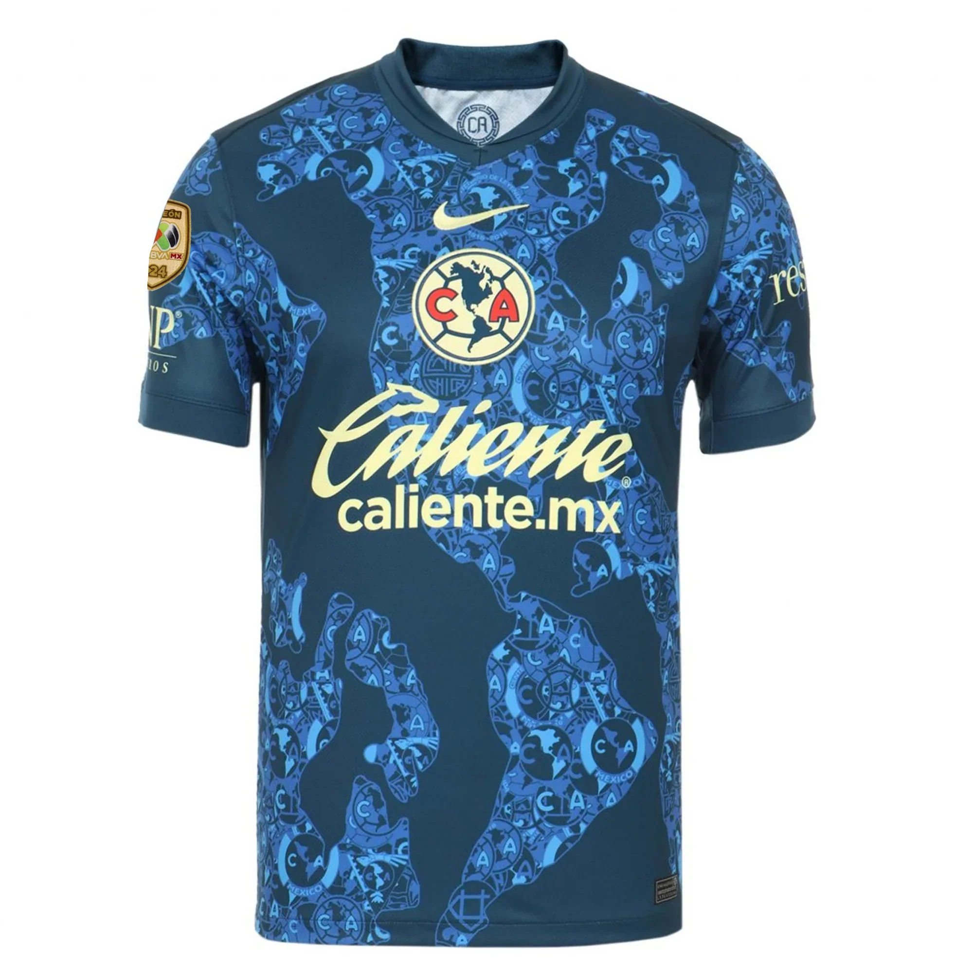 Club America Away Jersey w/ Liga MX C24 Patch 24/25 (Valerian Blue/Lemon Chiffon)