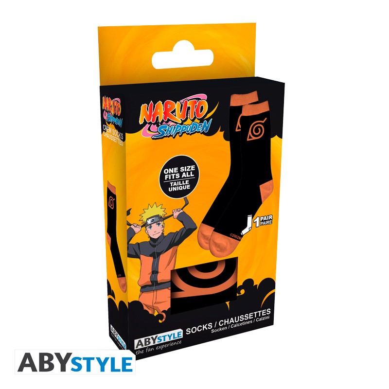 NARUTO SHIPPUDEN Socks Black & Orange Konoha