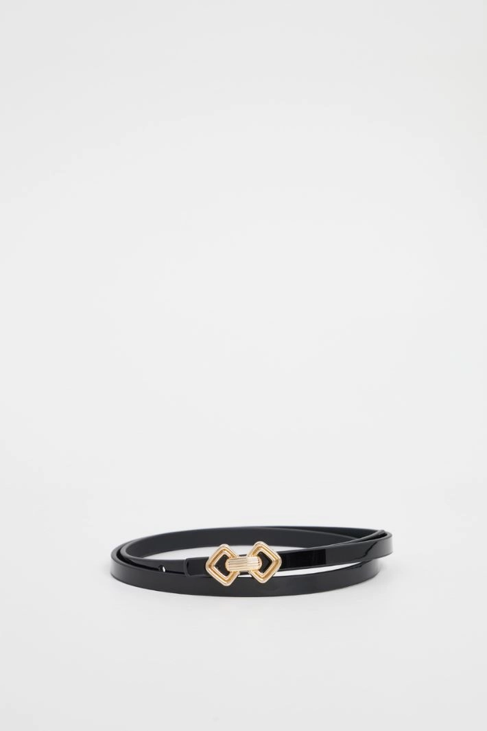 Thin patent leather belt - BLACK