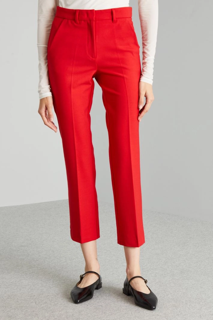 Wool twill trousers - RED