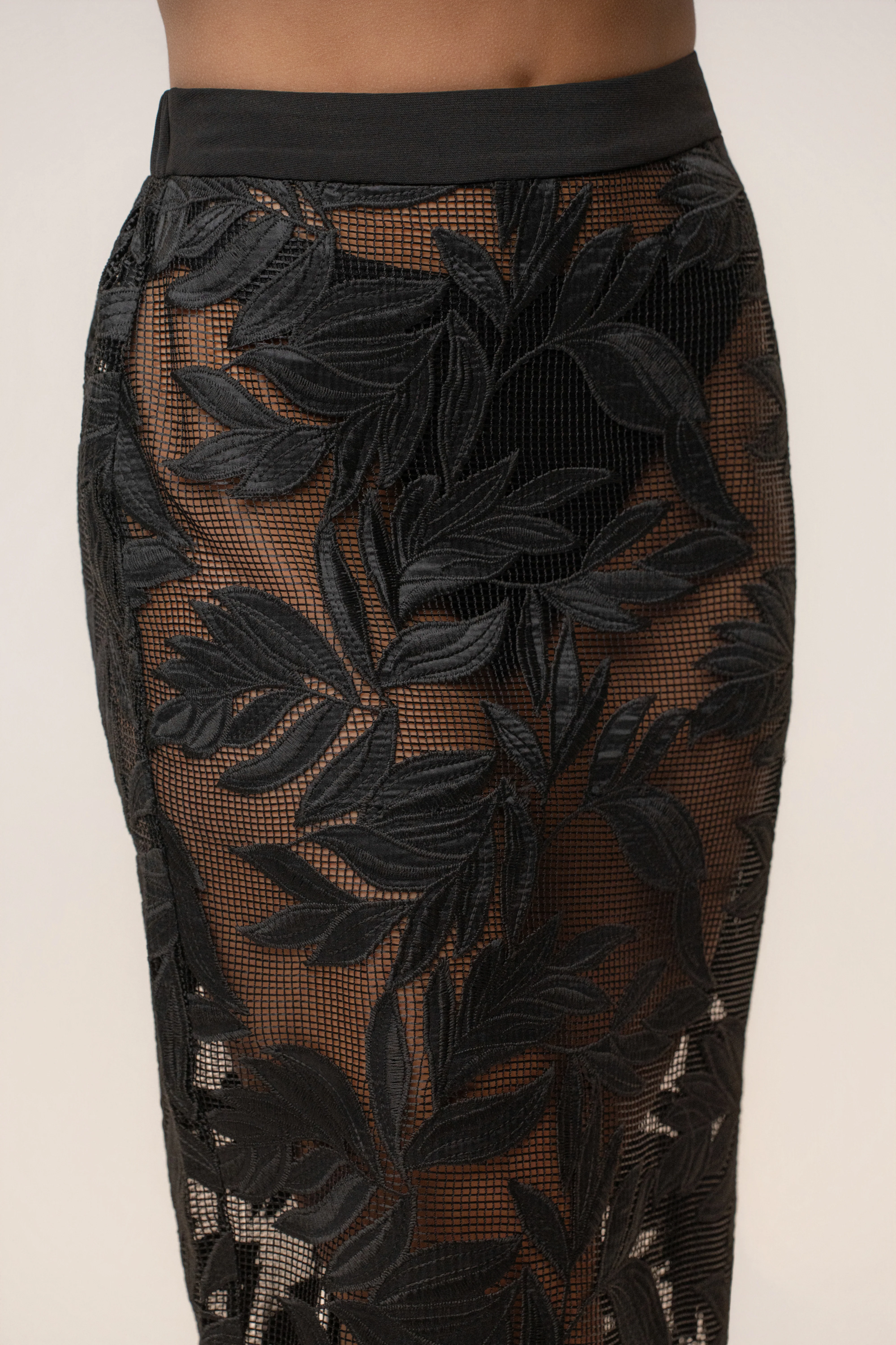 Black Bali Nights Embroidered  Skirt