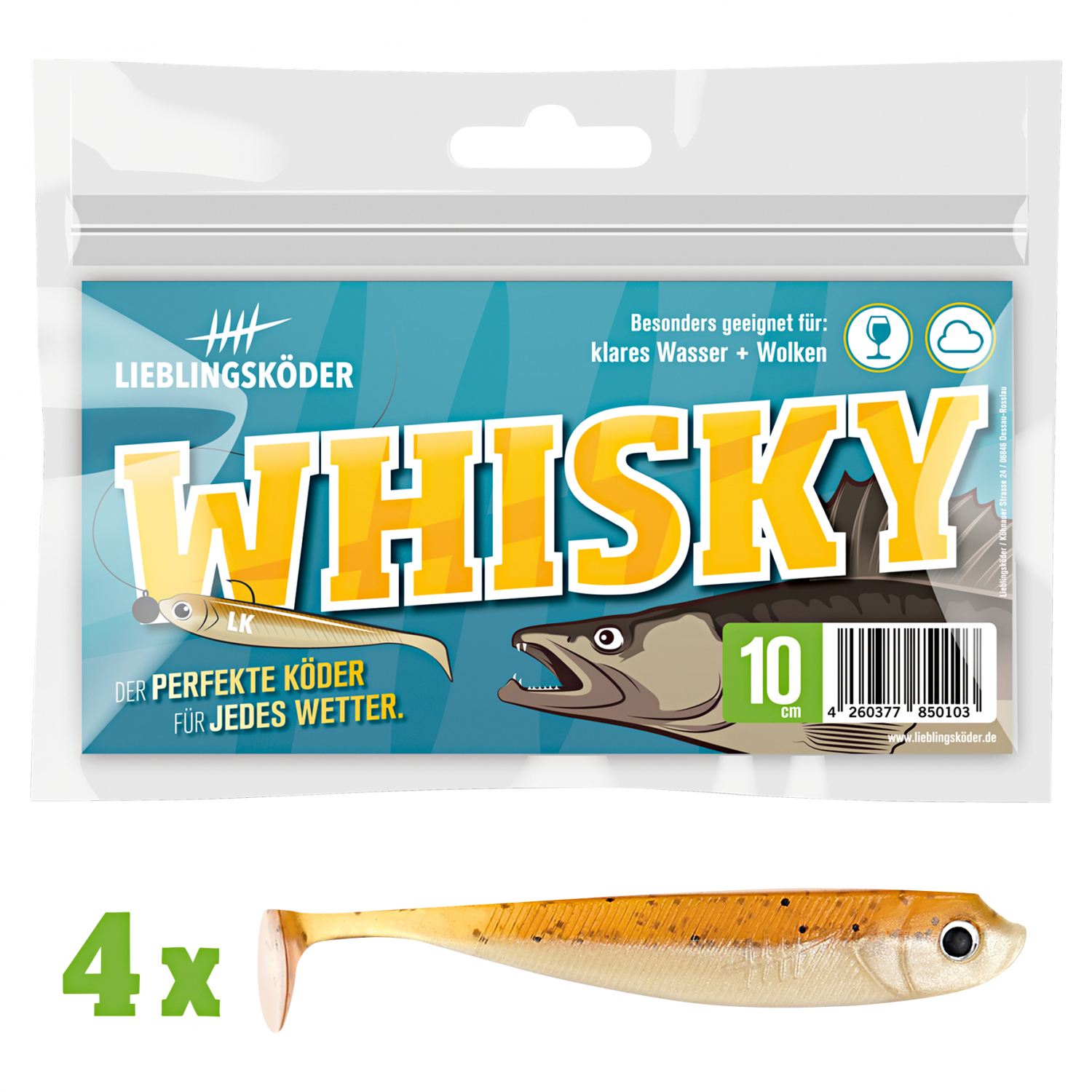Lieblingsköder Shad Zander Bait (10 cm, Whisky)